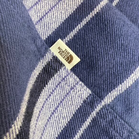 The North Face Men Arroyo Flannel Shirt XL Cotton Blue Stripe Heavy Duty Button - Picture 10 of 10